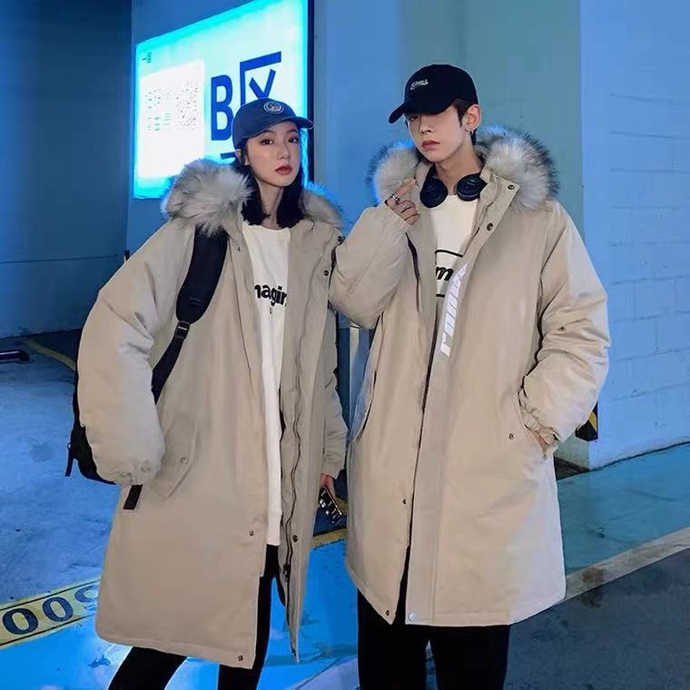 雪中飞2023新款冬季羽绒服男士中长款加厚情侣装青年韩版过膝长款