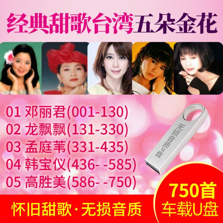 汽车载U盘带歌曲台湾经典老歌龙飘飘U盘怀旧甜歌MP3邓丽君高胜美