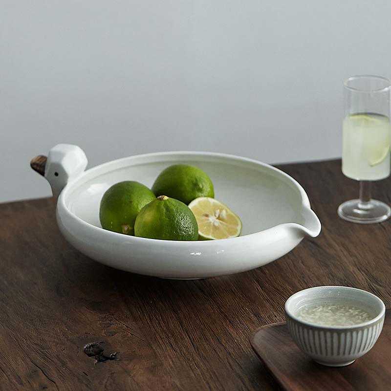 陶瓷动物盘子萌萌的鸭子汤盘大号菜盘水果盘零食盘个性餐具