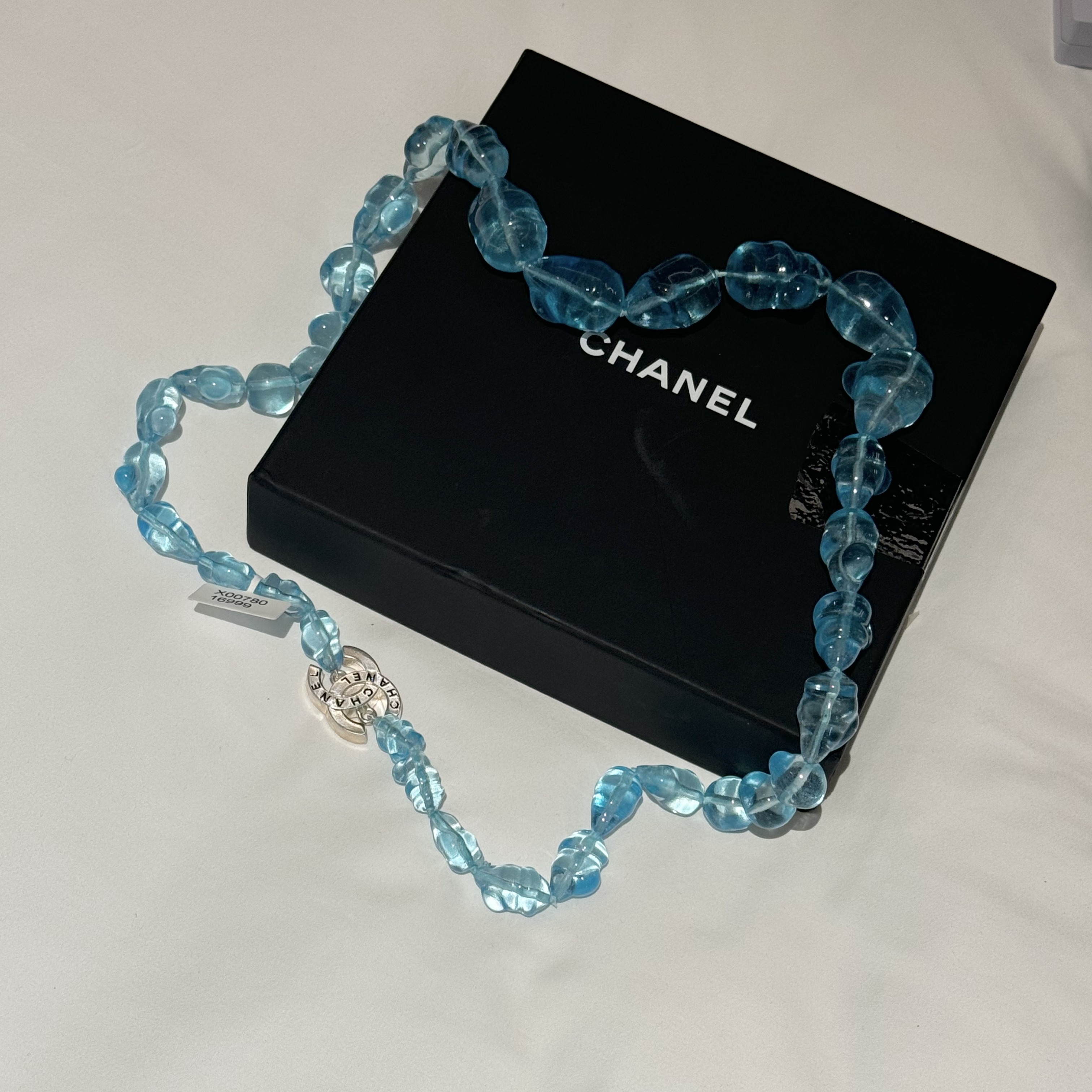 95新 Chanel/香奈儿 香奈儿湖水蓝琉璃康鹏项链