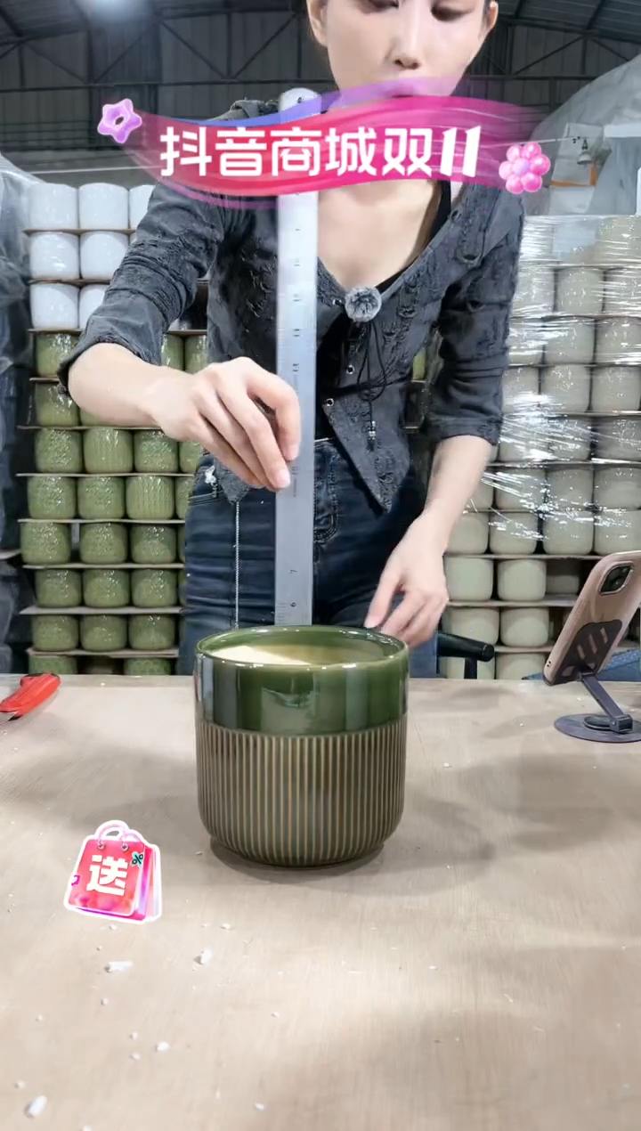 【闪购商品】陶瓷半条纹祖母绿+条纹祖母绿15x14