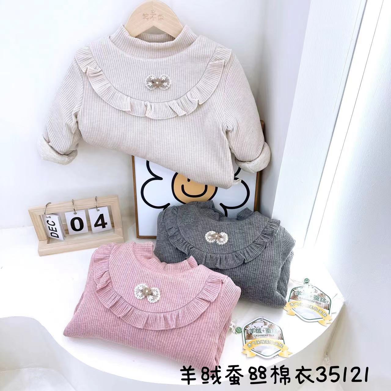 新款女童冬季加棉打底衫加厚小童韩版圆领棉衣儿童上衣宝宝保暖衣