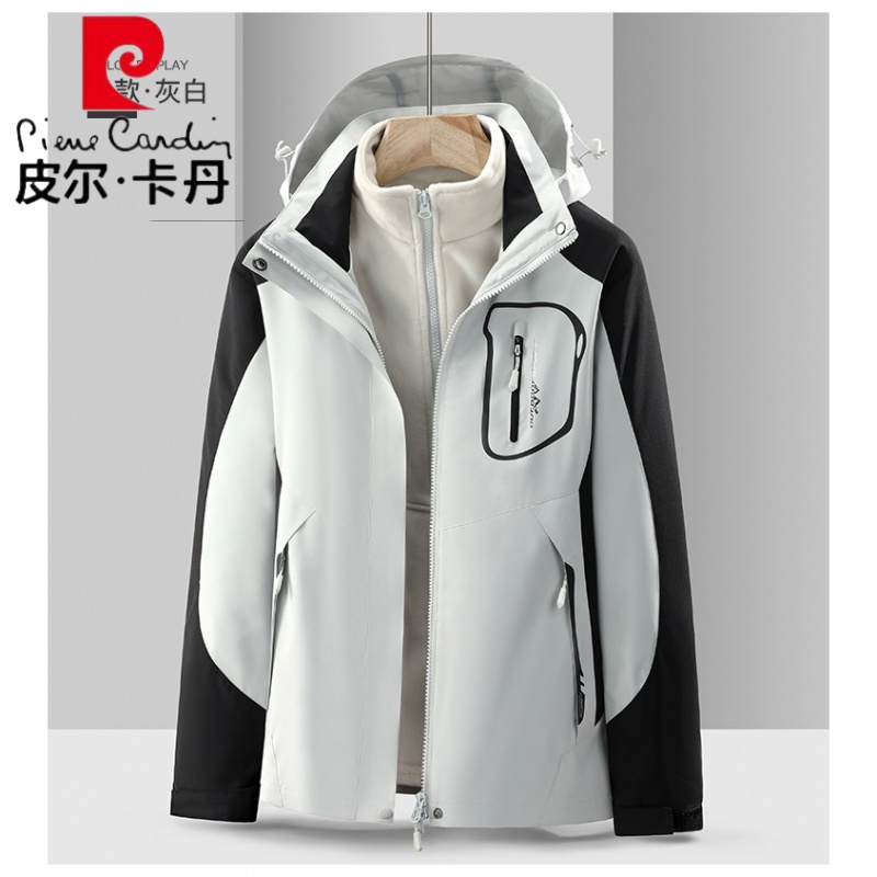 皮尔卡丹新款秋冬三防加厚绒户外三合一冲锋衣防风防水保暖户外登