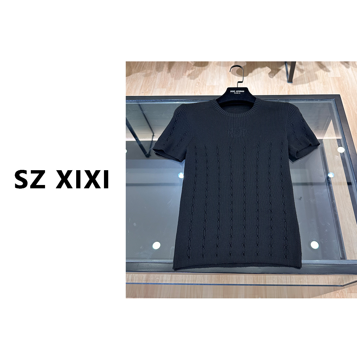 JIAYE CHAN 山茶花高级显瘦短袖针织上衣