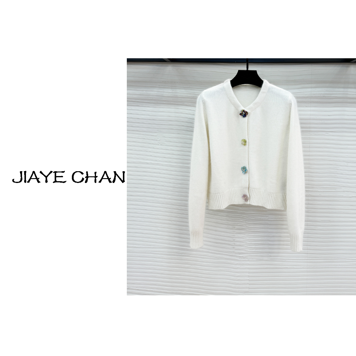 JIAYE CHAN 新款精美纽扣单排扣针织开衫外套