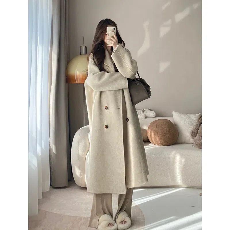 毛呢外套女2023秋冬新款复古呢子大衣赫本风小个子韩系中长款爆款