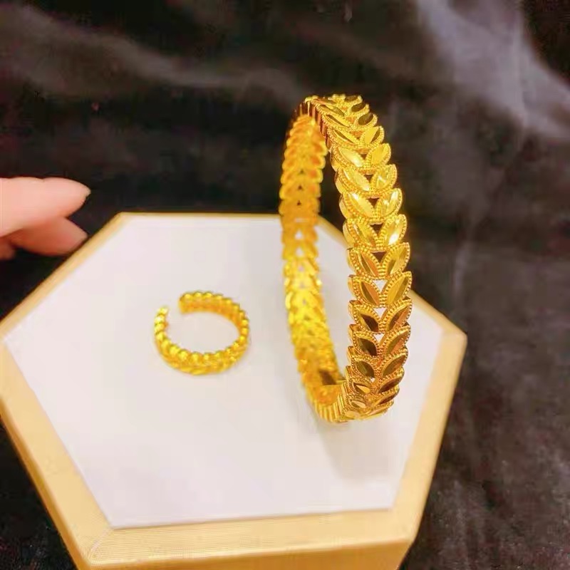  越南手镯高级感时尚卡扣麦穗手镯送戒指七夕节礼物