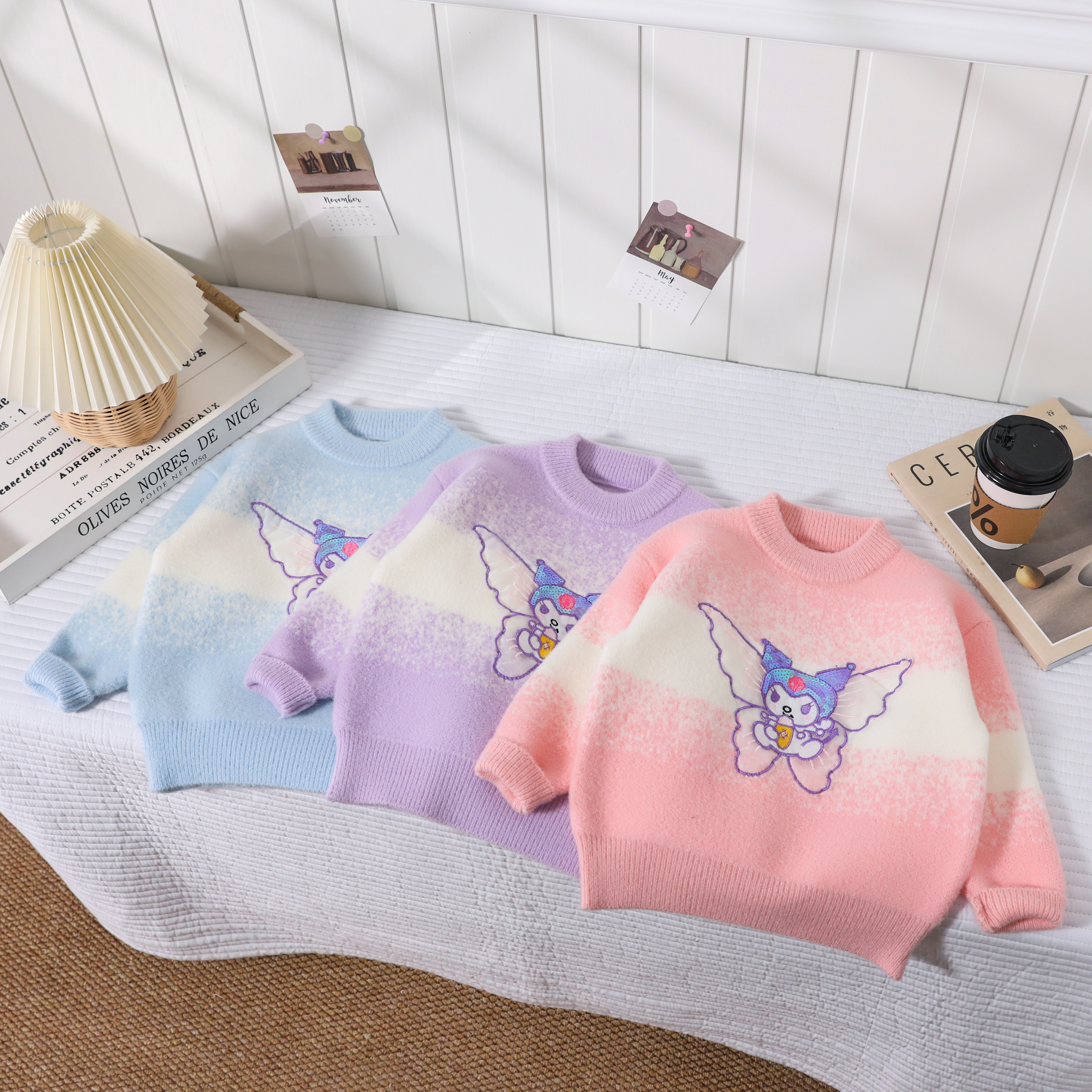 女童秋冬新款针织宽松韩版小香风加厚保暖儿童圆领女宝针织毛衣