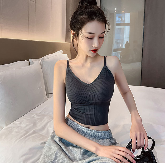 学生女背心打底交叉款美背聚拢外穿网红无钢圈瑜伽健身背心吊带