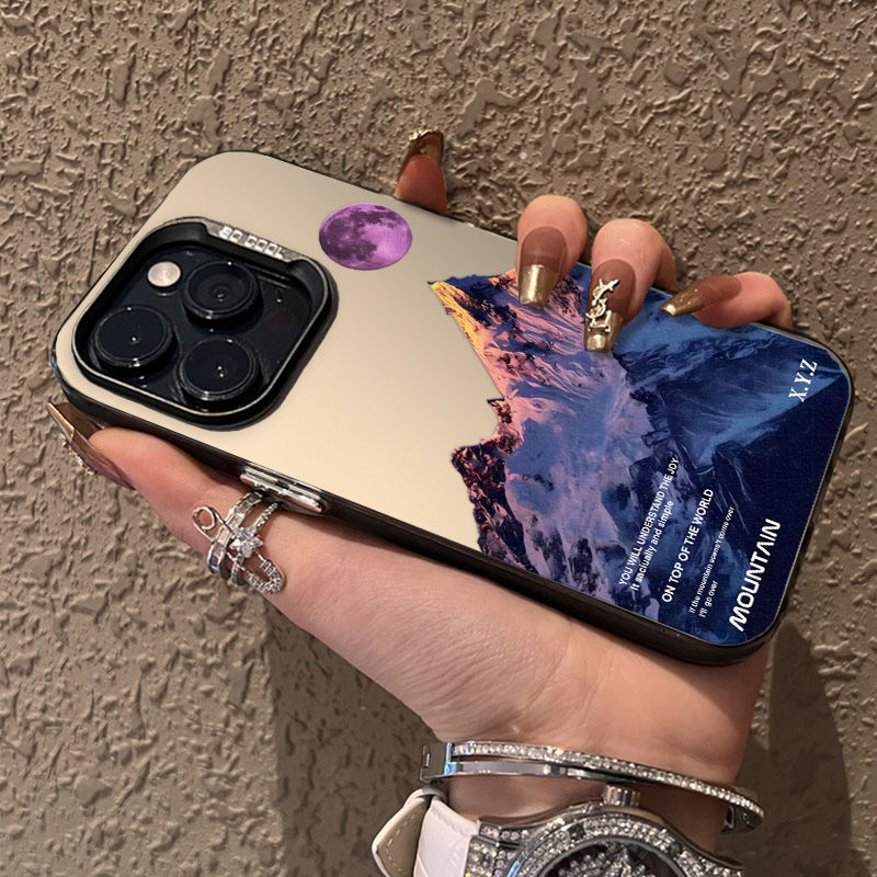 日照金山创意按键苹果14promax手机壳iPhone13pro12/11磨砂全包xr