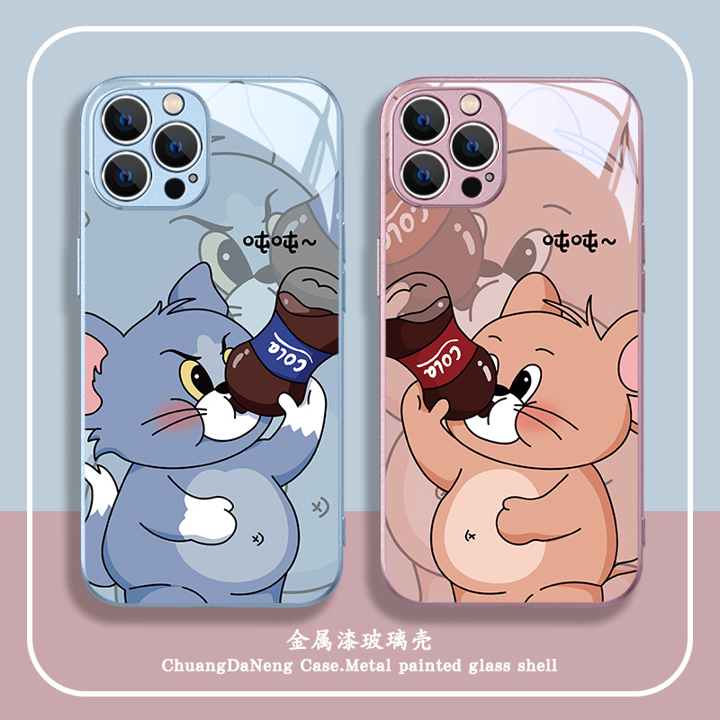 适用IPHONE手机壳OPPO卡通VIVO新款高颜值猫和老鼠情侣手机壳高档