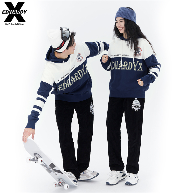 【滑雪系列】EDHARDY X潮牌连帽卫衣edx痞帅男女同款X1A3SP11506