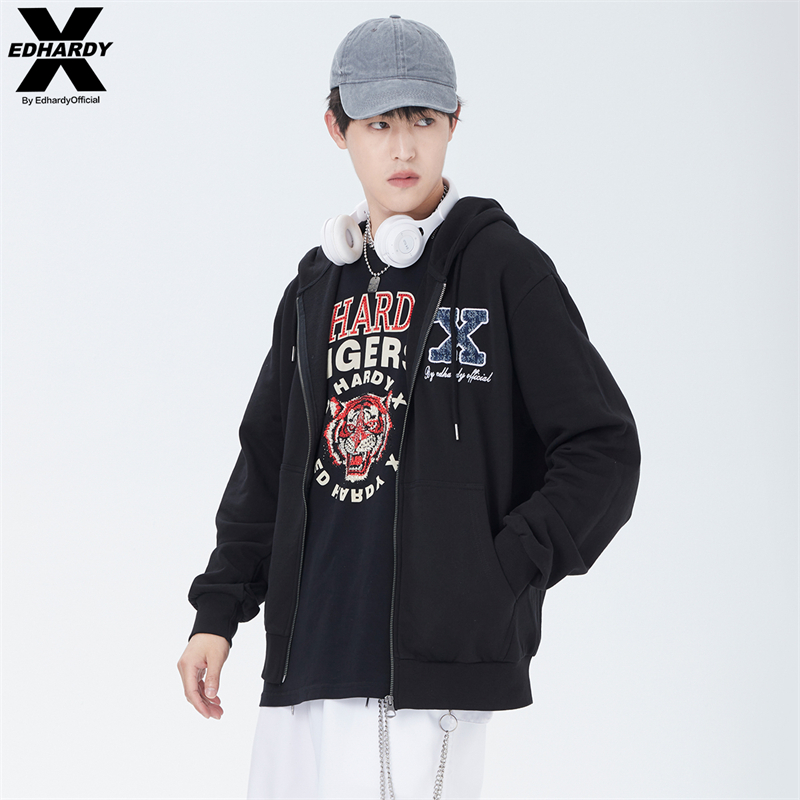 EDHARDY X牛仔连帽卫衣edx潮牌高级感男装痞帅春夏X1A3SP11461