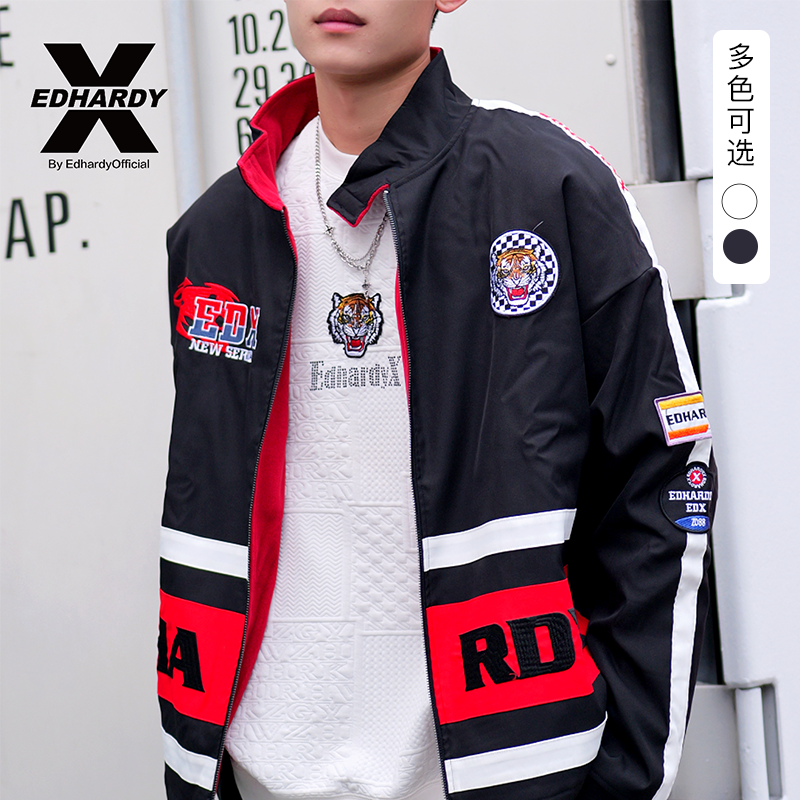 Ed Hardy X虎头潮流机车外套加绒夹克衫情侣秋冬潮牌X1ODUO33