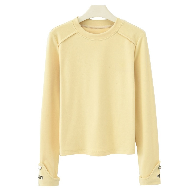 小雅姐姐 磨毛圆领贝壳小标修身打底衫IH13