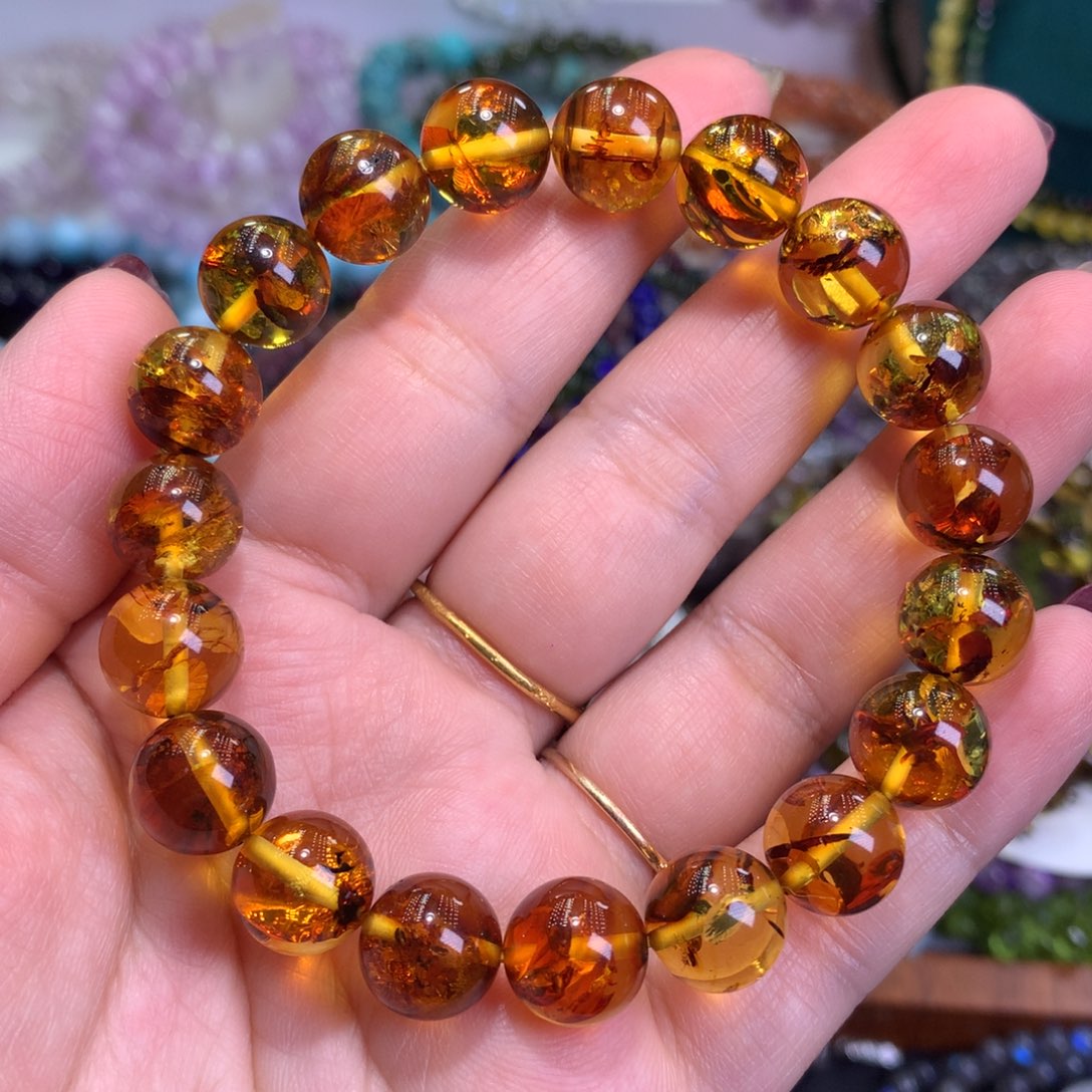 琥珀（花珀）手链未镶嵌花珀10.7