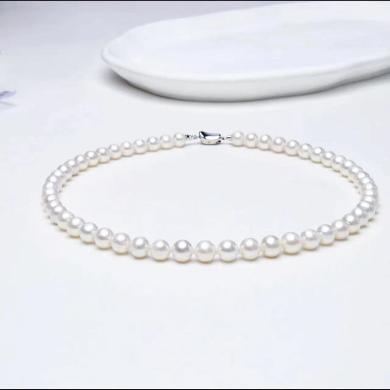 【白云】天然淡水无核珍珠8.5-10mm左右正圆极光 