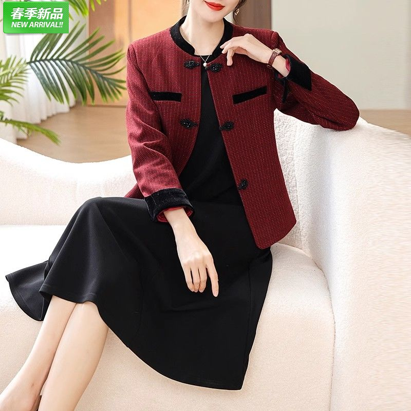 妈妈小香风套装裙新中式两件套新款中老年女春秋装高端阔太太裙子