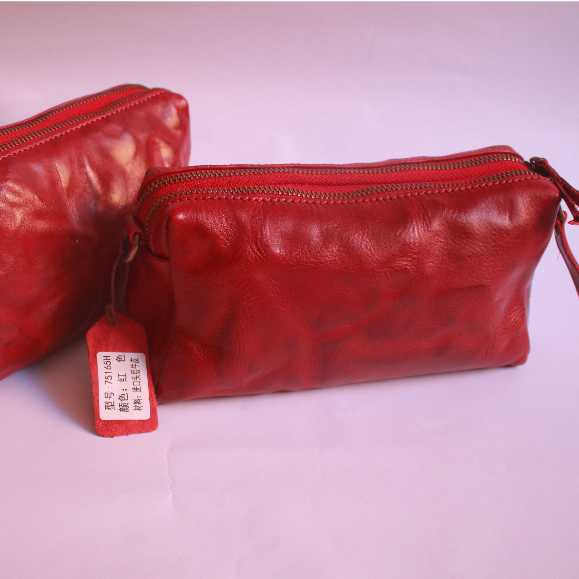 高档女士手拿包树膏皮手拿单肩包长款单肩包头层牛皮简约时尚