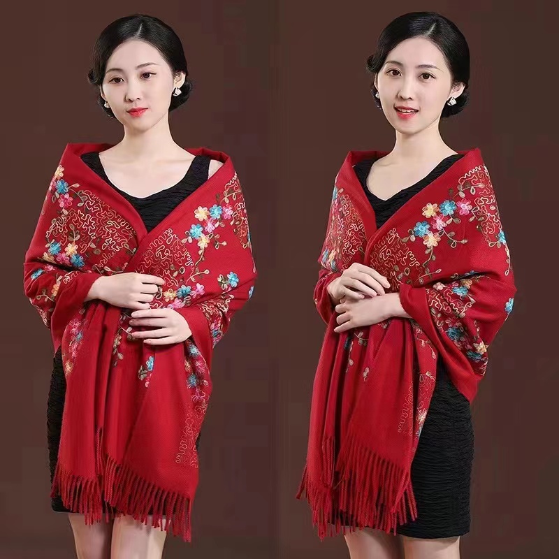 【Guzal Hanesh】2025新款刺绣围巾民族风斗篷旅游外搭防风披风