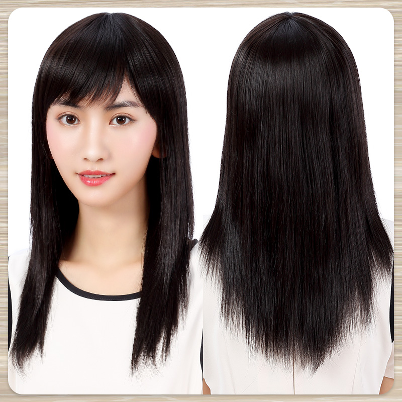 假发女长发全头套假发套真人发丝短发真发全真妈妈自然女士中长发