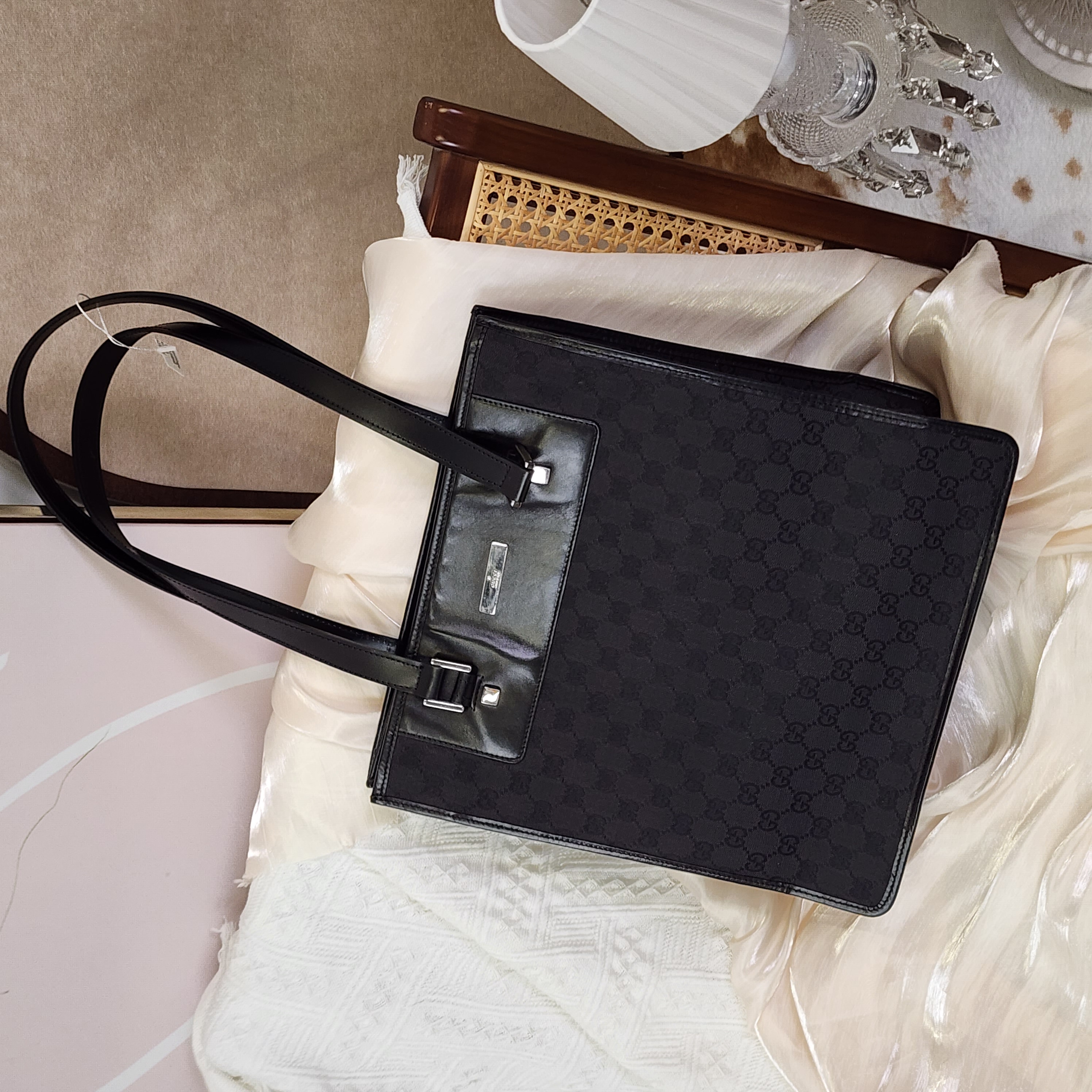 95新 GUCCI/古驰 老花琴谱托特包