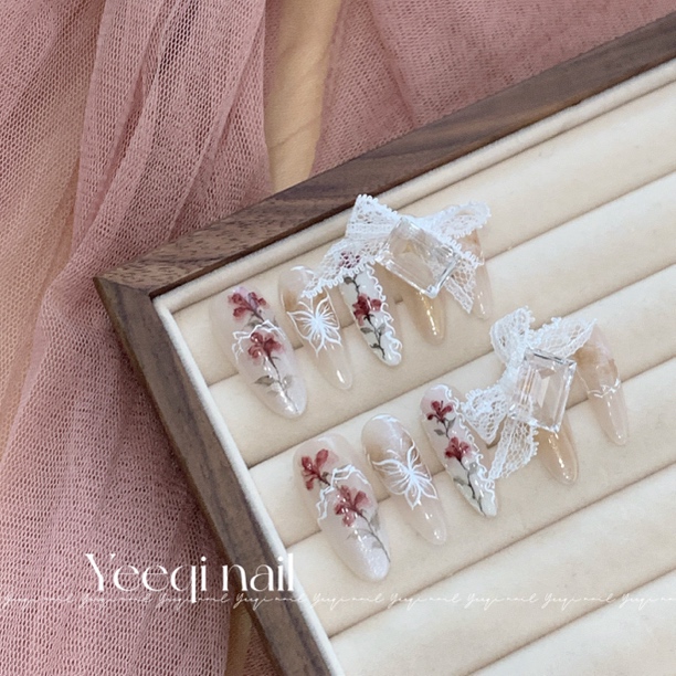 Yeeqi  | 锦瑟 水彩彩绘全华堆钻 手工穿戴甲定制