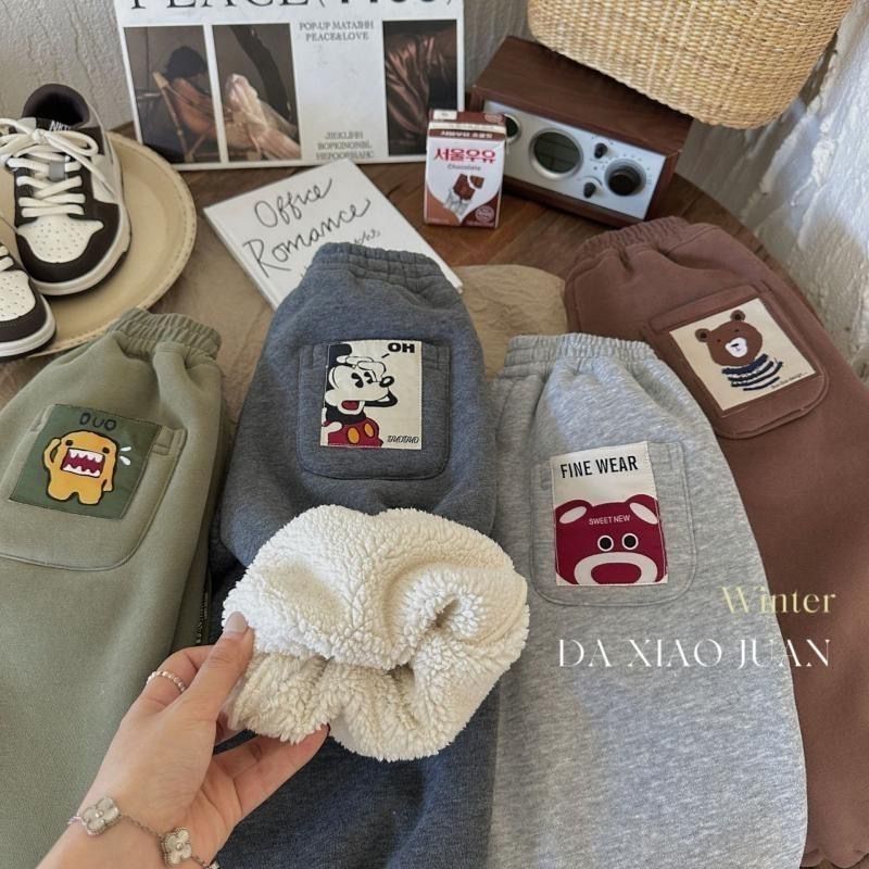 儿童秋冬宝宝加绒裤子2023新款男女童一体绒保暖冬季百搭运动长裤