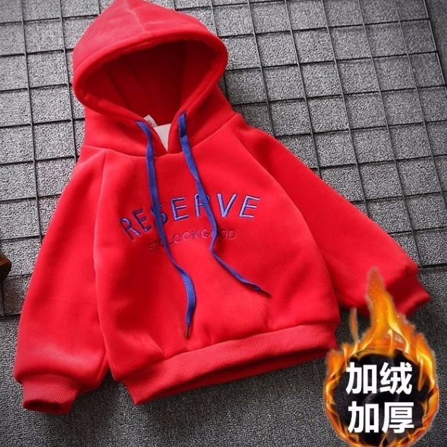 加绒加厚金丝绒卫衣男女童秋冬款中小童长袖T恤儿童连帽保暖上衣