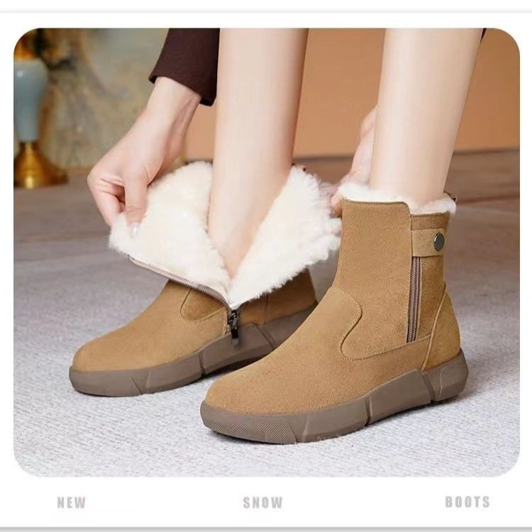 正宗雪地靴加绒加厚女秋冬雪地靴正品真软皮防滑时尚保暖东北棉鞋