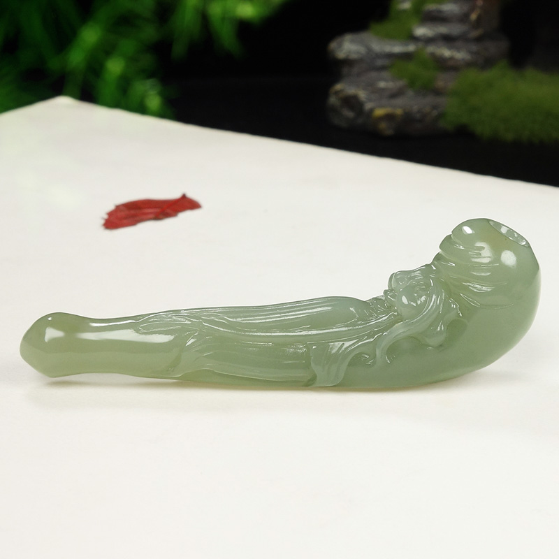 和田玉【寿星】烟嘴手玩件大师工作室作品 4958