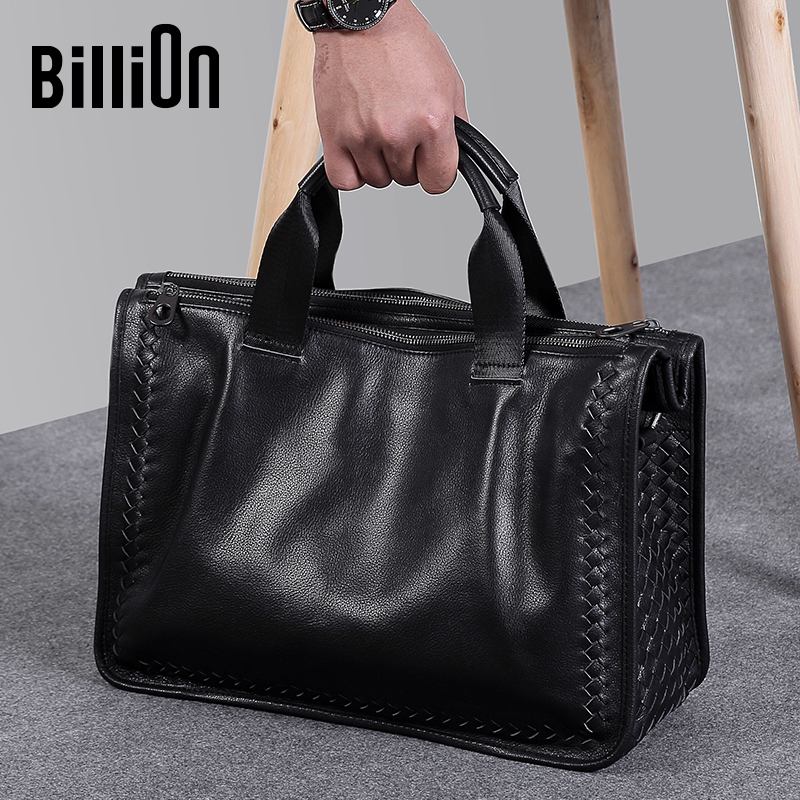 冷兽男士手提包真皮商务男包男款休闲百搭软牛皮单肩斜挎公文包包