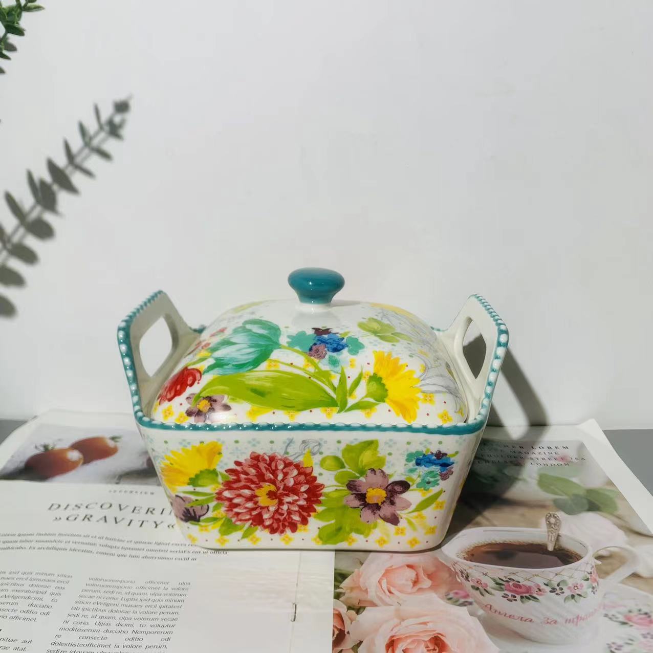 美国先锋-8寸双耳四方提柄带盖烤碗一整套