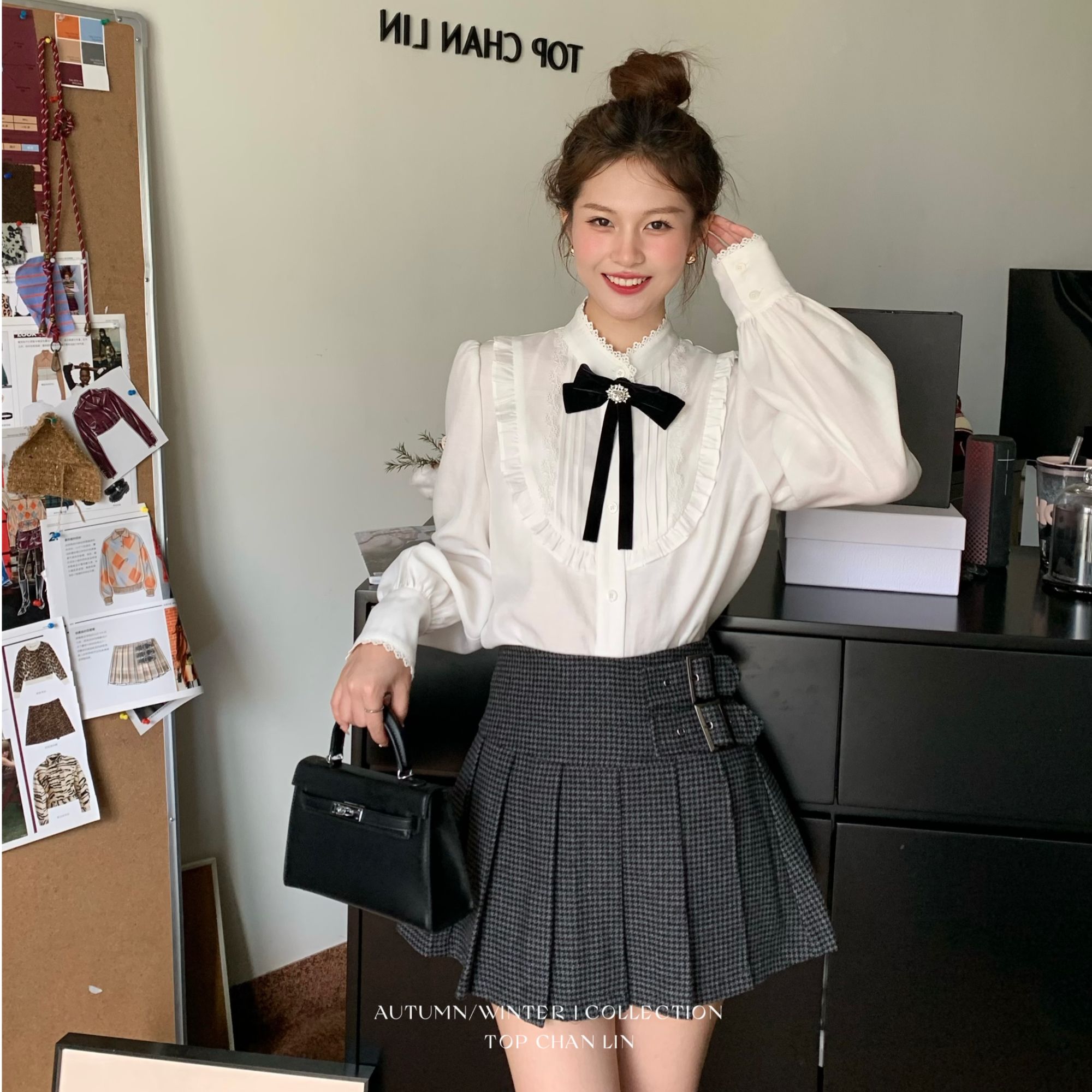 26101 高腰百褶半身短裙