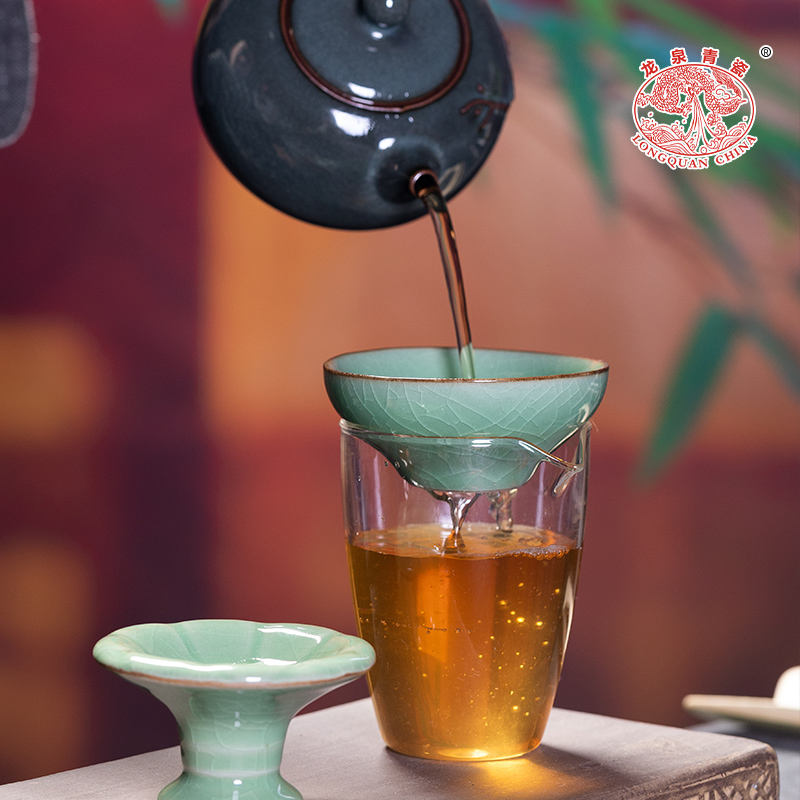 龙泉青瓷茶漏茶滤复古创意茶叶滤网隔陶瓷家用茶水过滤器茶具配件