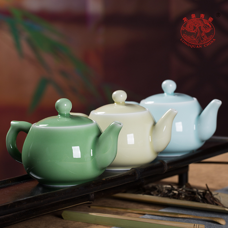 龙泉青瓷茶壶单壶陶瓷手工泡茶壶单个人中式功夫茶具家用