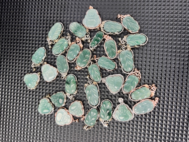 S925银镶天然A货翡翠挂件（任选其一发货）气质百搭蓝色时尚