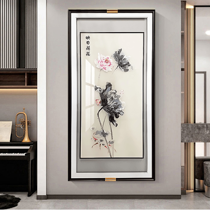 新中式玄关装饰画现代简约刺绣过道走廊挂画