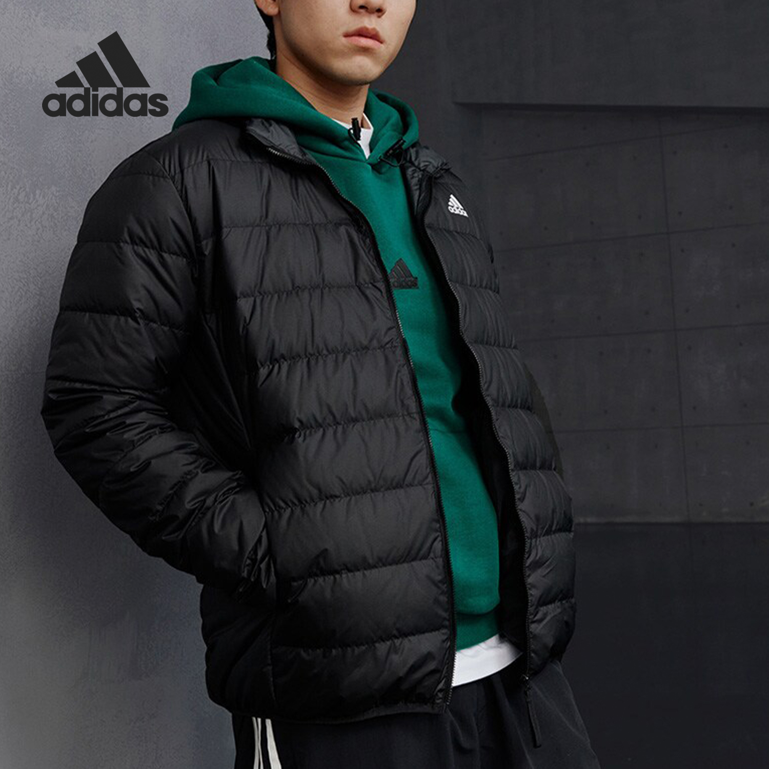 Adidas/阿迪达斯正品新款男士轻薄保暖立领运动羽绒服JN4342