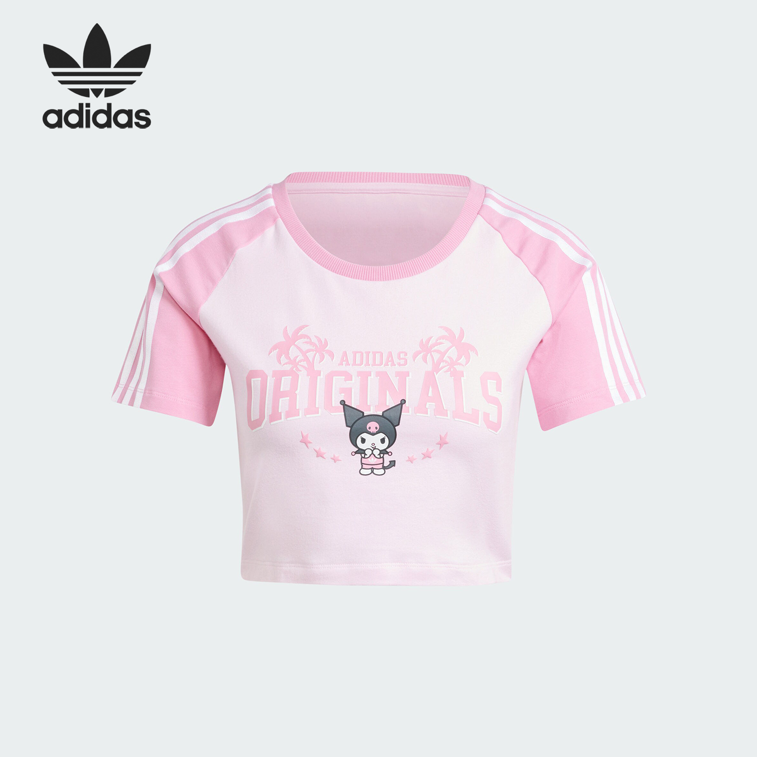Adidas/阿迪达斯正品三叶草女士运动印花卡通短款短袖JH0570