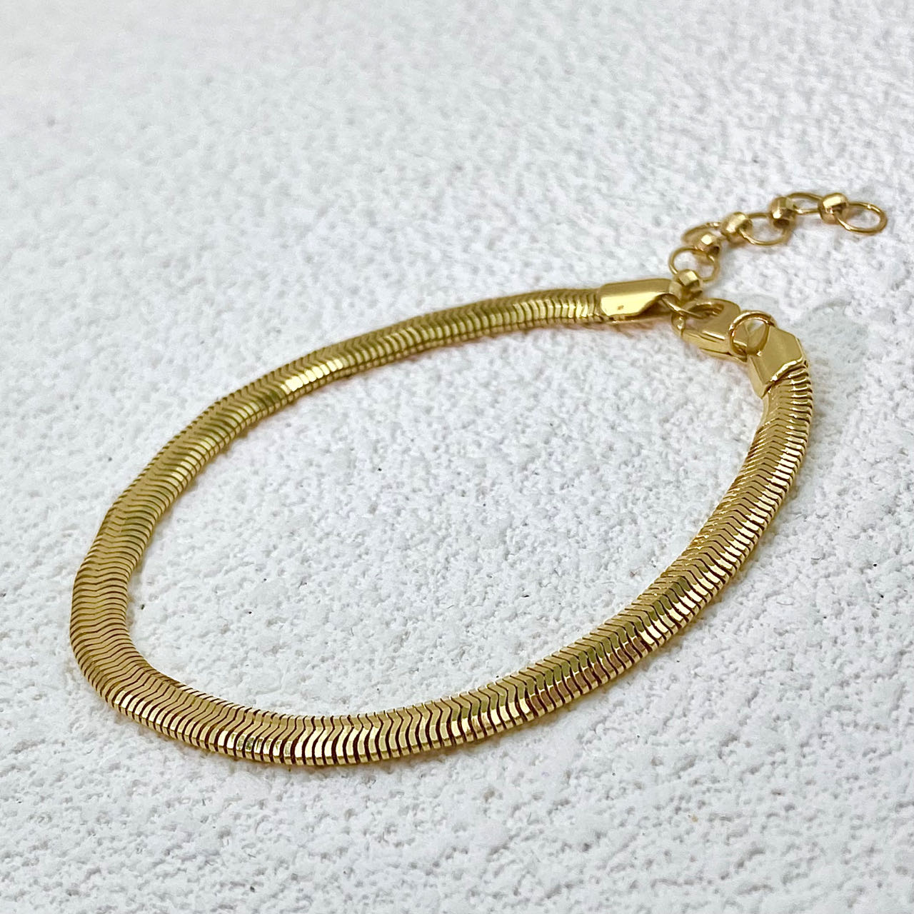 蛇骨｜18k金4.0mm软蛇骨手链 Au750 #8122进口重工简约时尚15+3cm