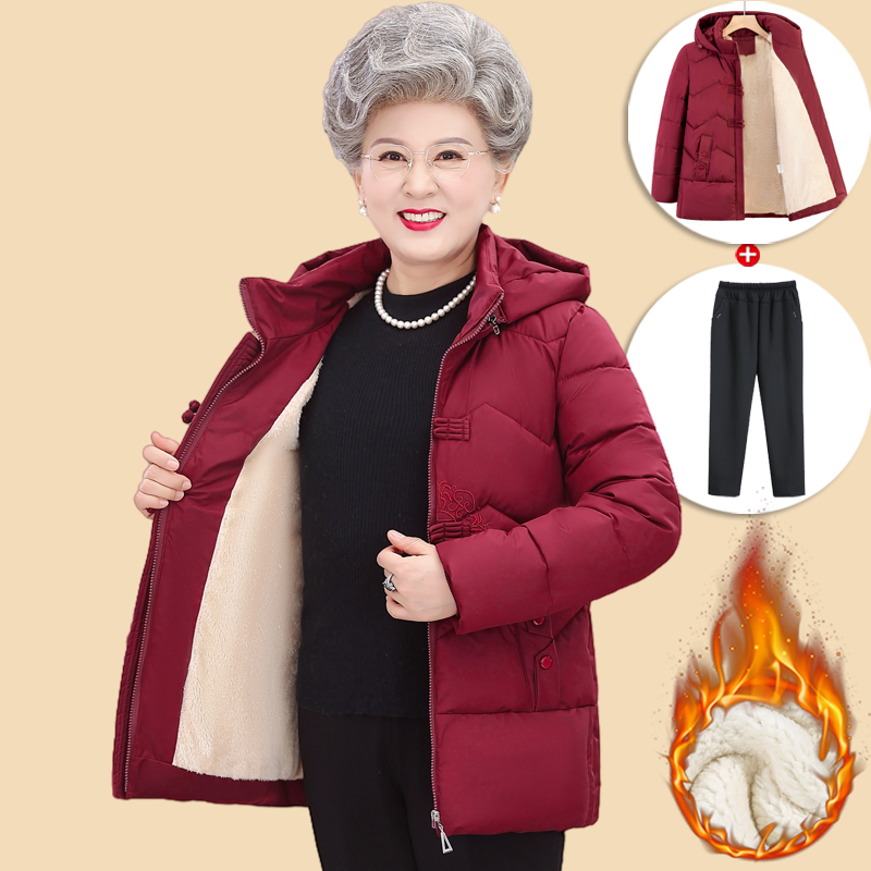 新中式拜年服中老年人女装奶奶冬装棉衣外套加绒加厚老人妈妈70岁