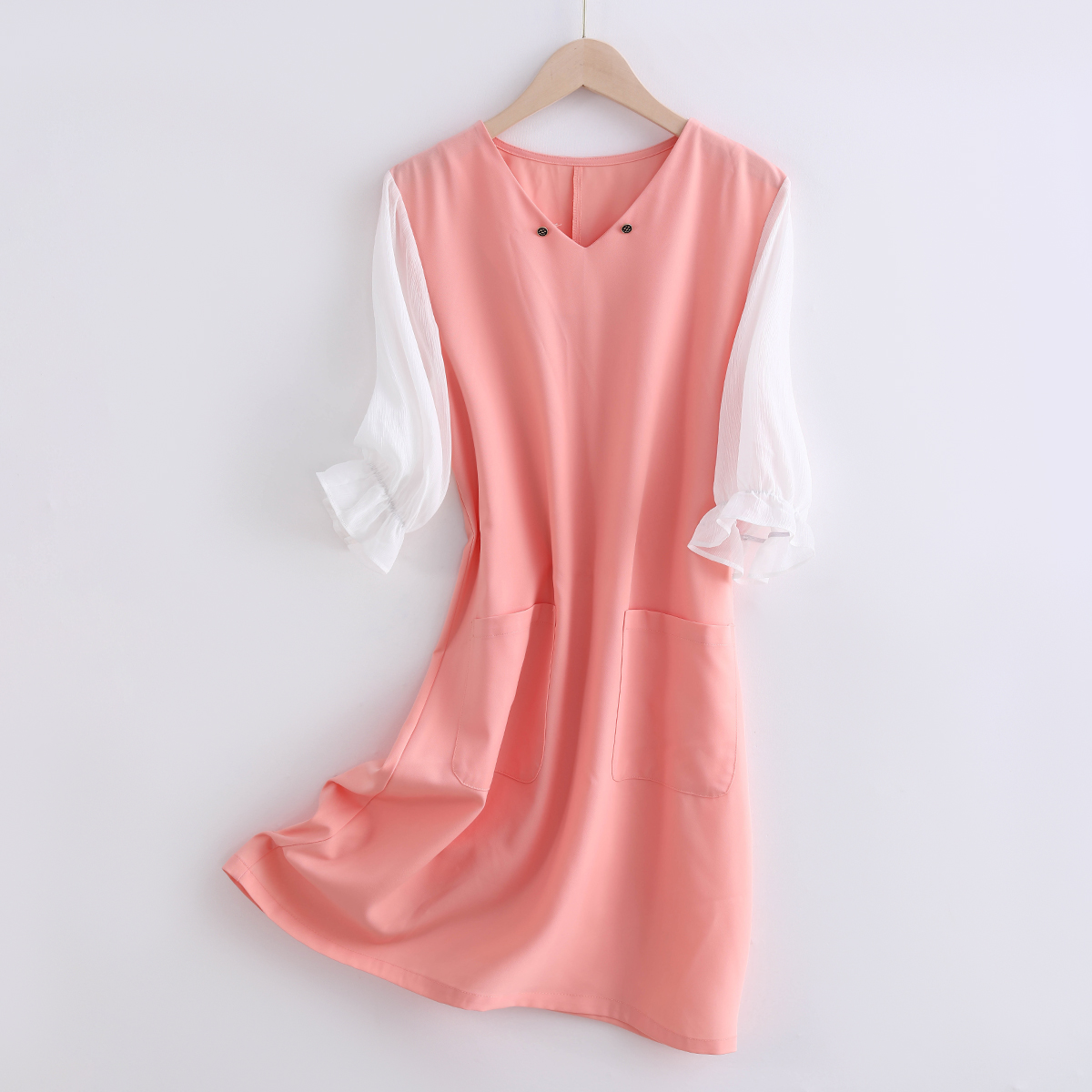 R-1570 夏日穿搭！休闲气质时尚显瘦宽松中长款连衣裙