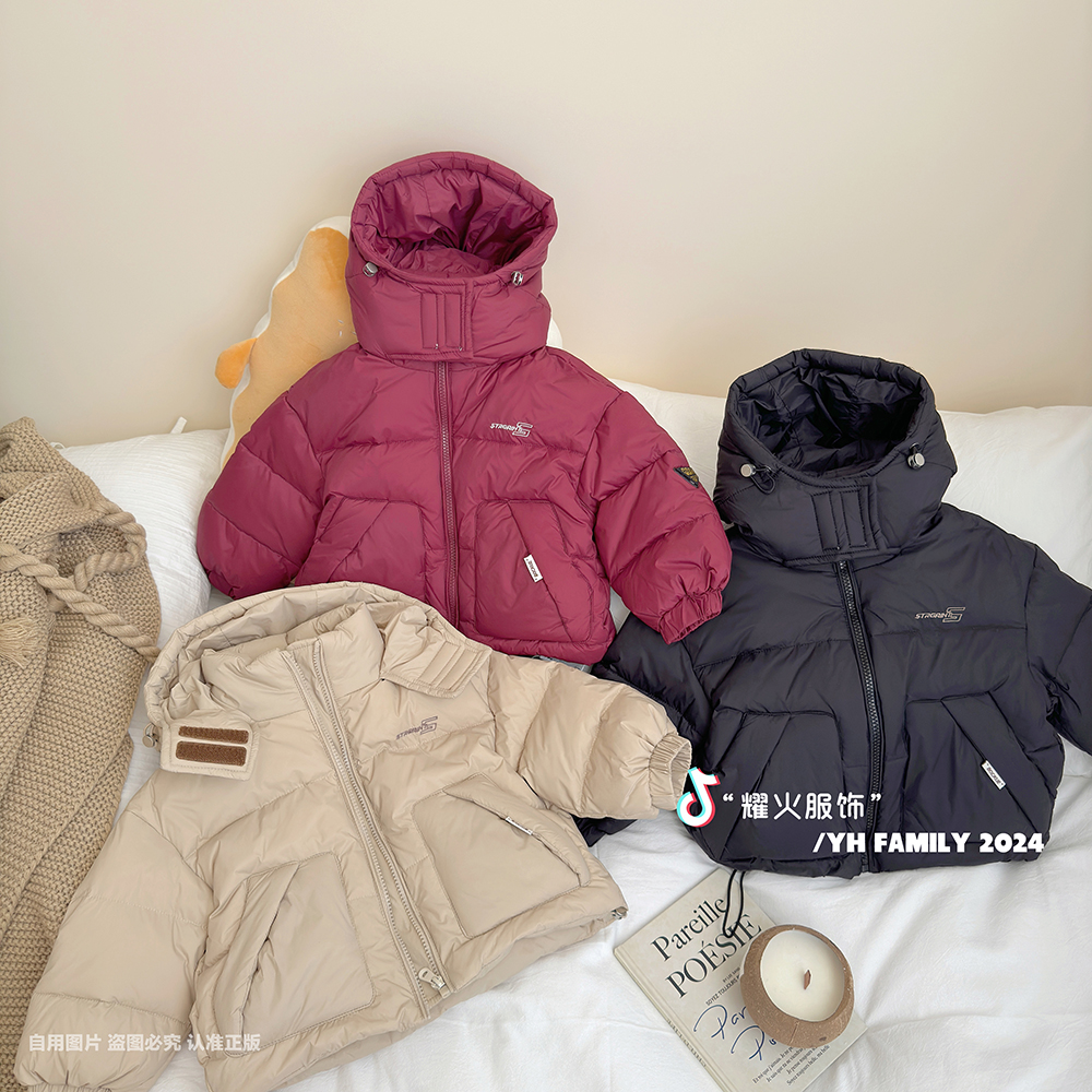 冬新潮童韩版儿童洋气宝宝羽绒服外套  GD-24330字母刺绣羽绒服