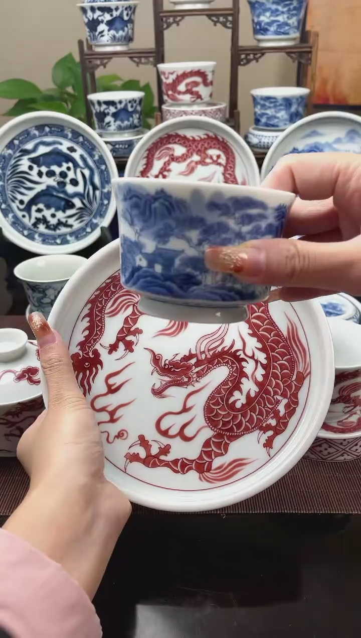 【闪购商品】陶瓷陶瓷山水画客杯