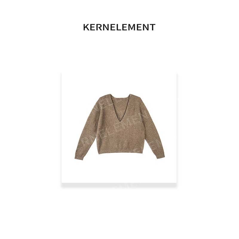 KE「V领毛衣」row风经典v领叠穿羊毛肌理感针织毛衣QM149