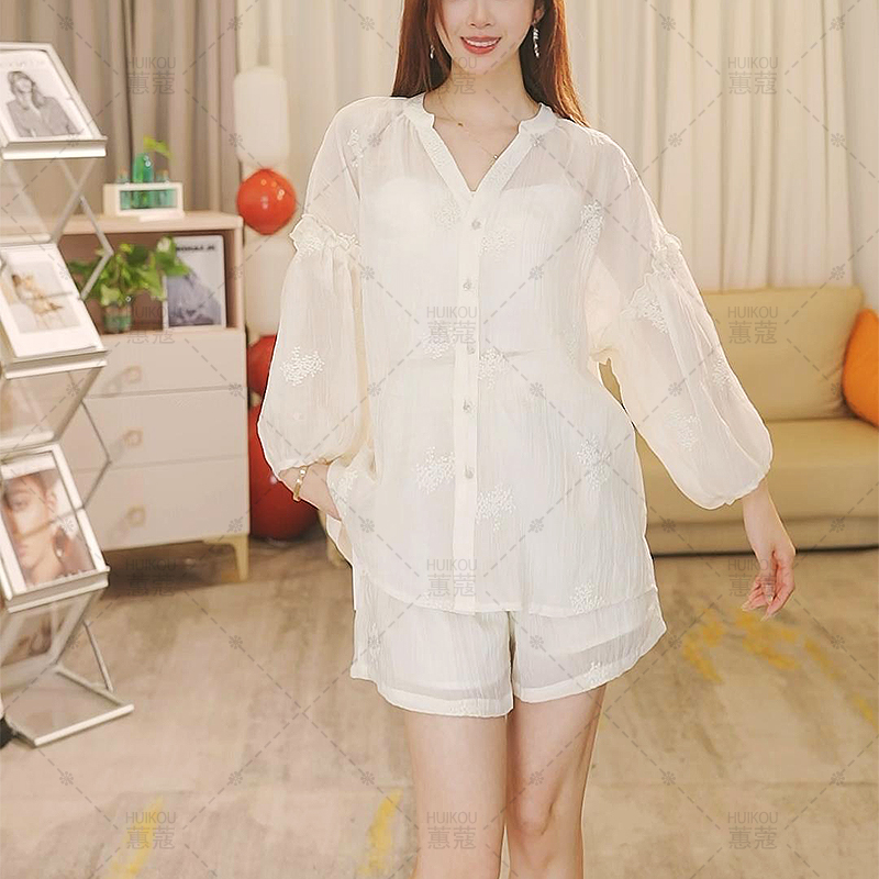 2024新中式女士提花刺绣设计感气质休闲透气春夏套装