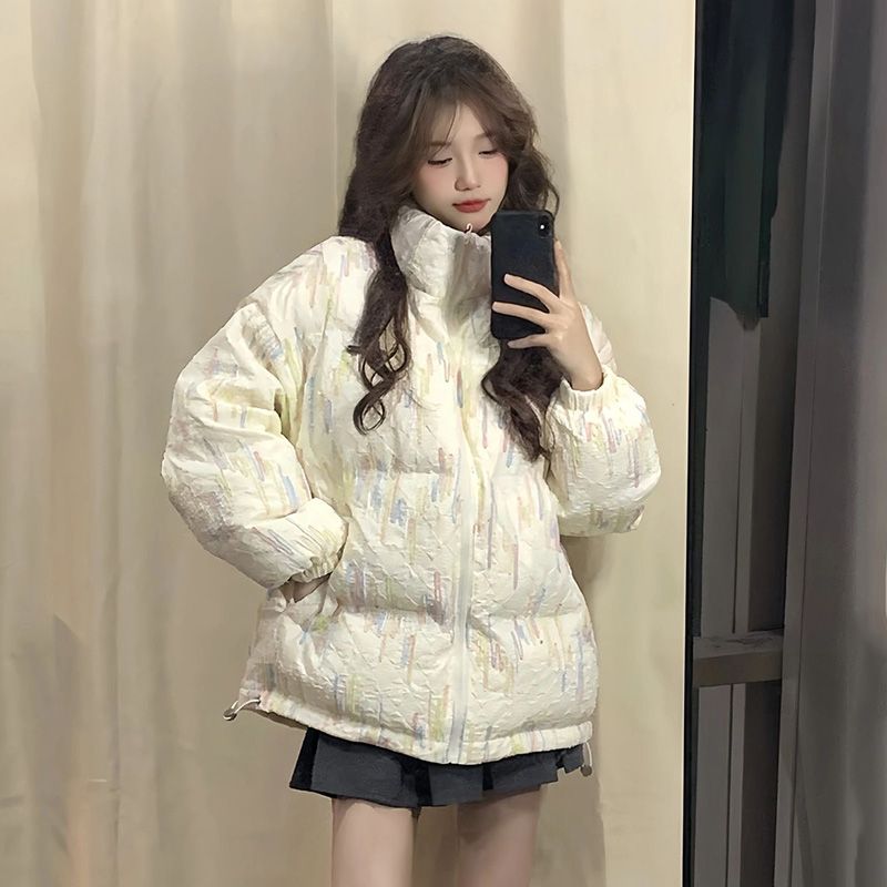 波司登美式小香风撞色百搭羽绒棉服外套女学生冬季复古潮流宽松加