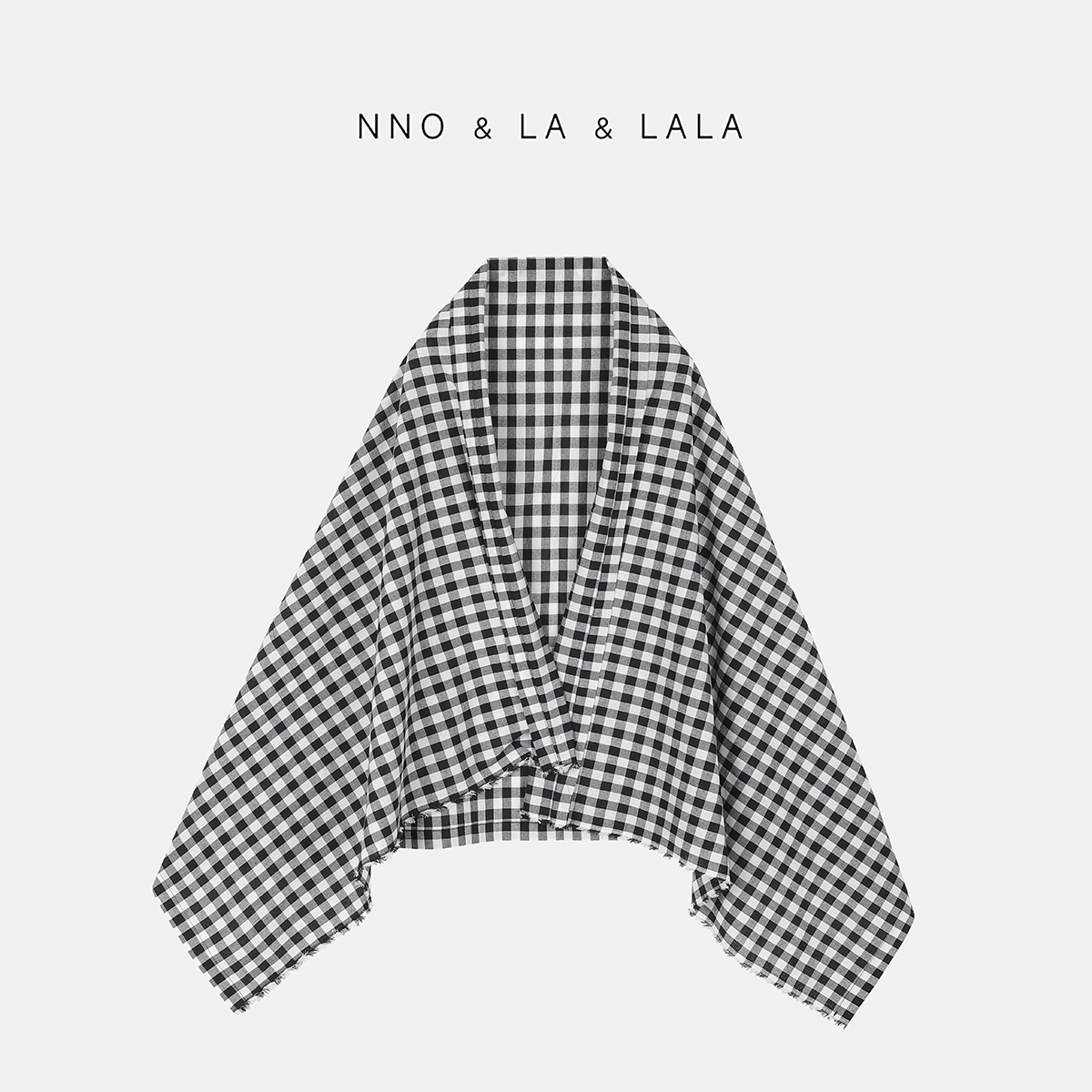 LA 黑白格 披肩围巾 26381
