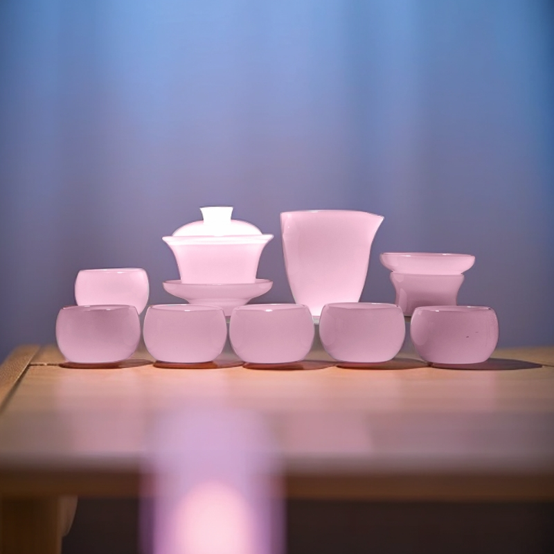 琉璃茶具正品樱花粉套装